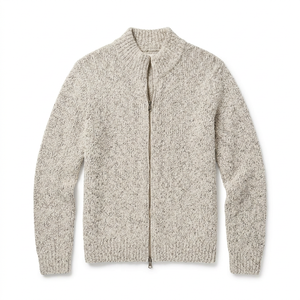 Vintage Boucle Track Jacket in Cream Marled, flat lay product photo at The Simple Man