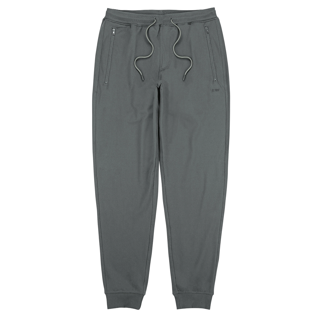 Woodland Jogger in Agave flat lay front view showing zip pockets and ribbed cuffs in green-grey tone - The Simple Man