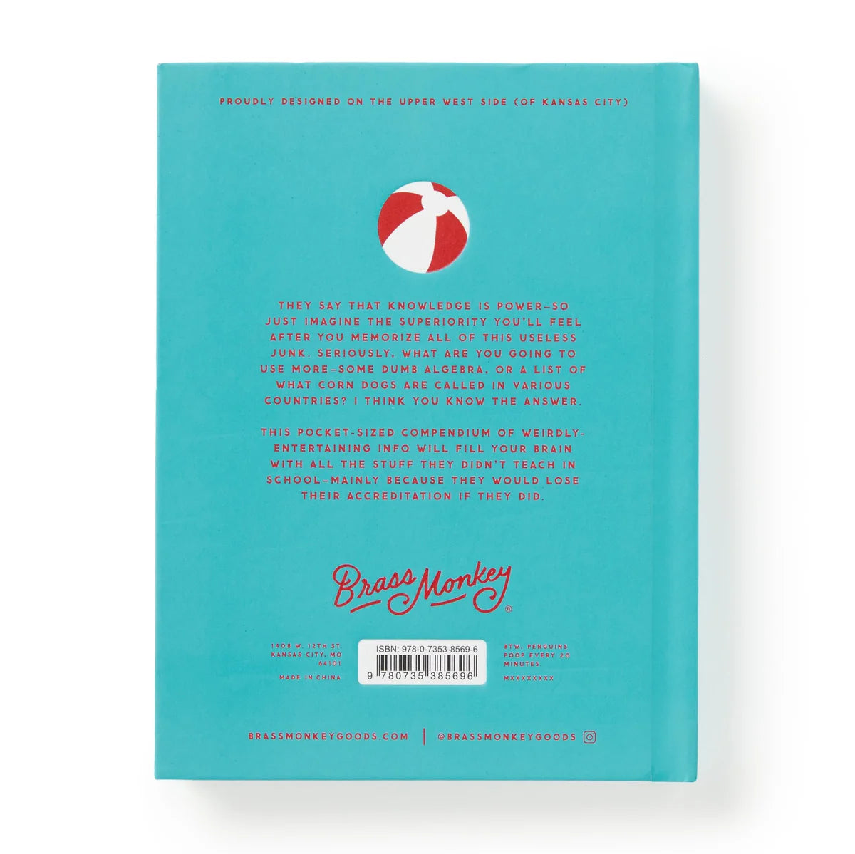 A Useful Guide to Useless Facts by Brass Monkey showing debossed hardcover detail