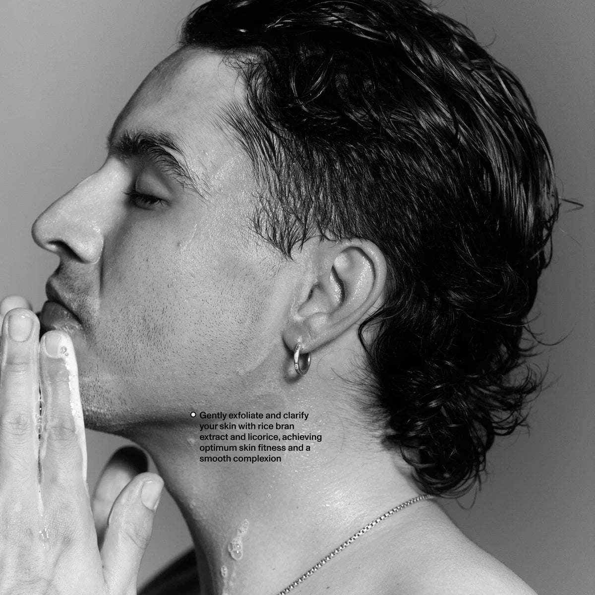 Man applying Blind Barber ActivClean Rice Bran Cleanser to face, gentle exfoliating lather, The Simple Man