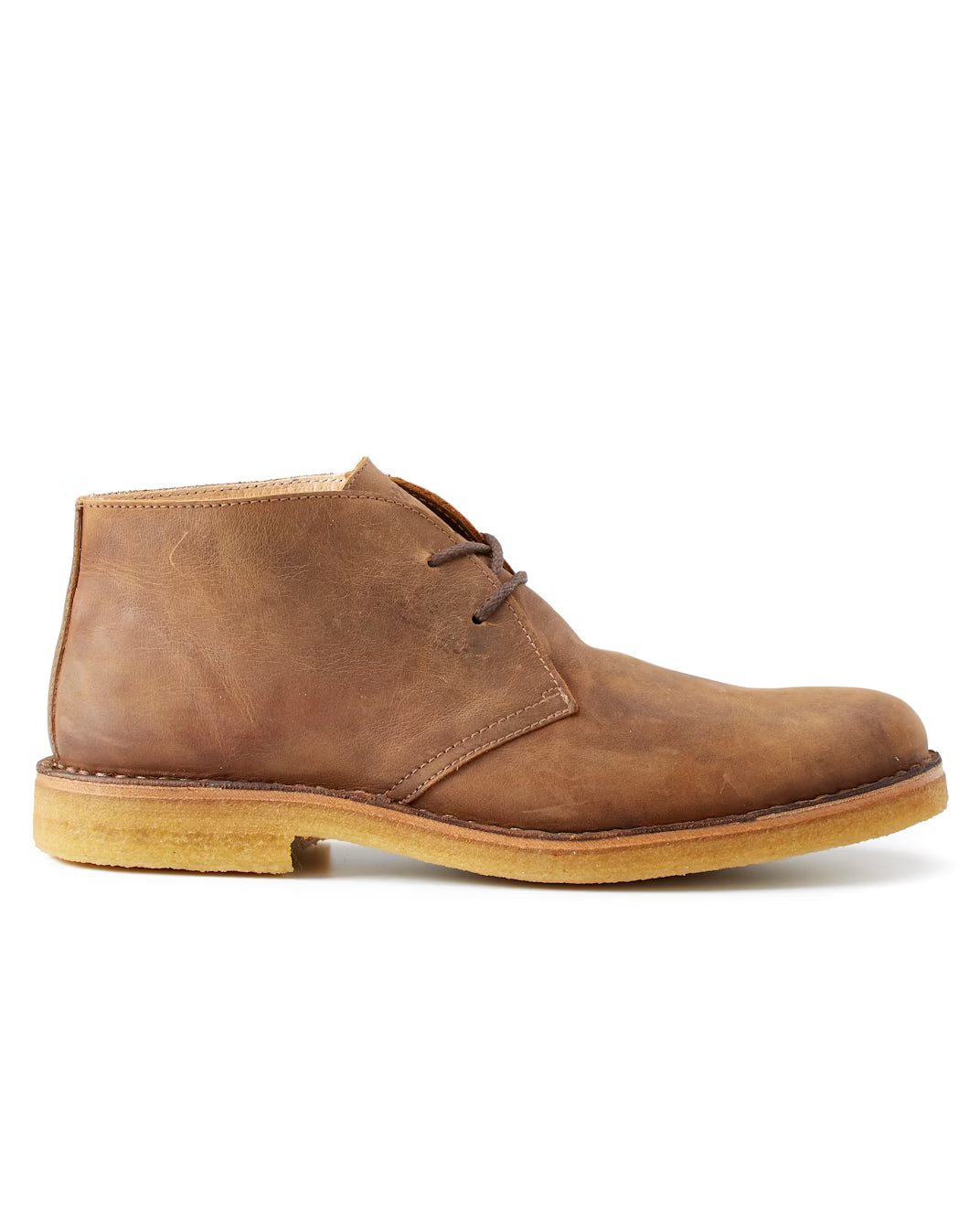 Men’s dark chestnut nubuck chukka boots handmade in Italy by Astorflex with natural rubber sole – side profile on neutral background