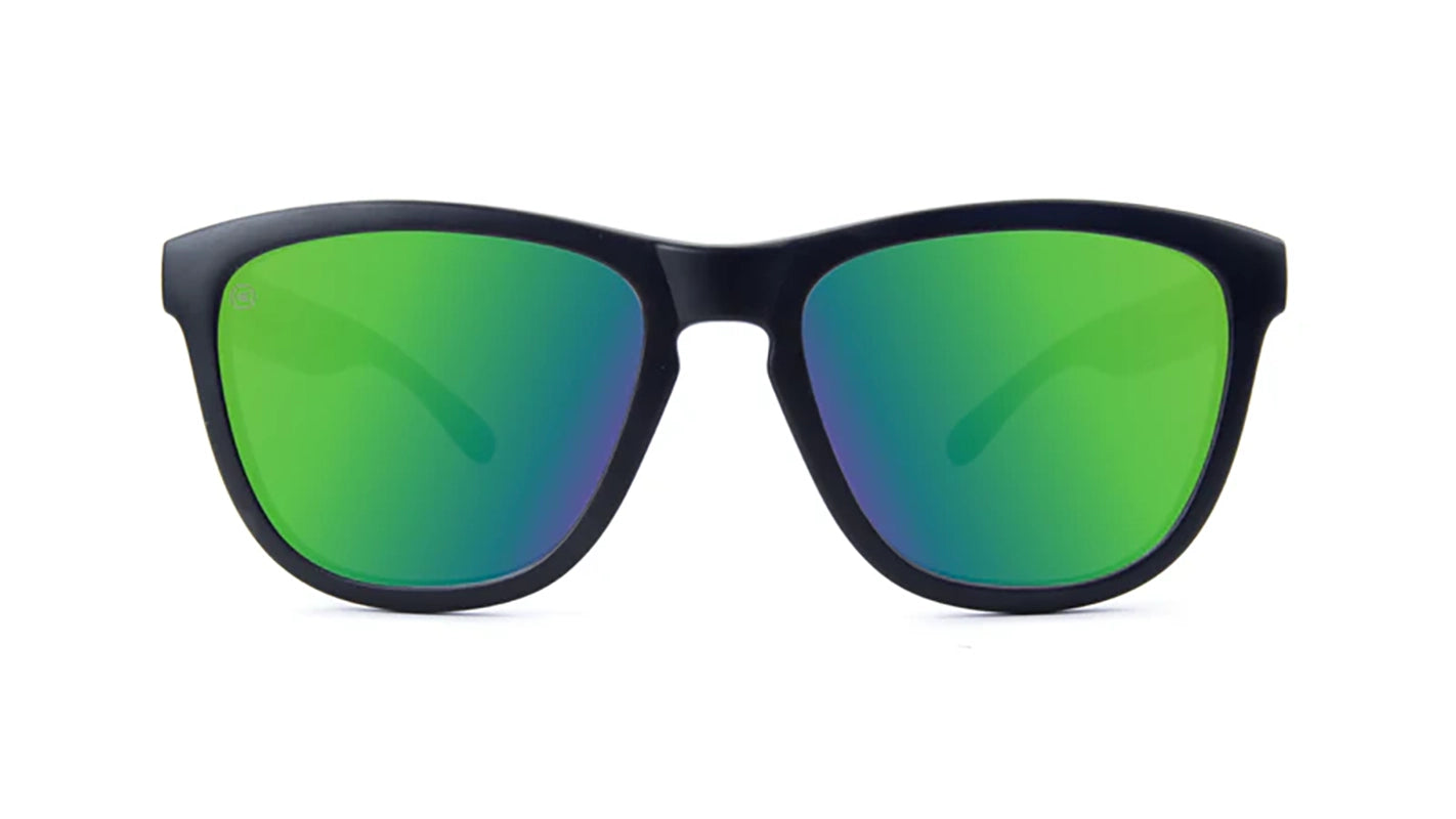 Knockaround Premiums Black with Green Moonshine lenses, front view