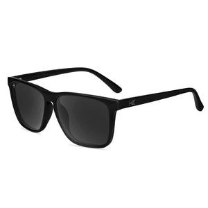 Knockaround Fast Lanes sunglasses Black on Black Smoke — matte black frame polarized smoke lenses men's square sunglasses white background