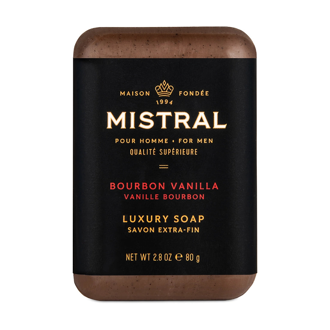 Mistral Bourbon Vanilla Luxury Bar Soap for men – 2.8 oz triple-milled French bar soap with argan oil and bourbon vanilla fragrance