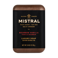 Mistral Bourbon Vanilla Luxury Bar Soap for men – 2.8 oz triple-milled French bar soap with argan oil and bourbon vanilla fragrance