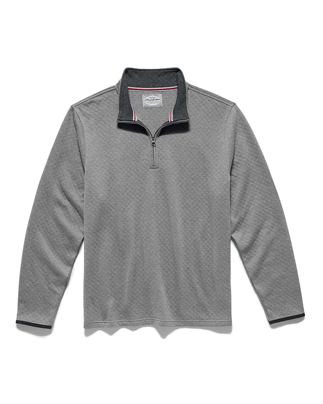 Bradner 1/4 zip quilted pullover in Grey, Flat lay View