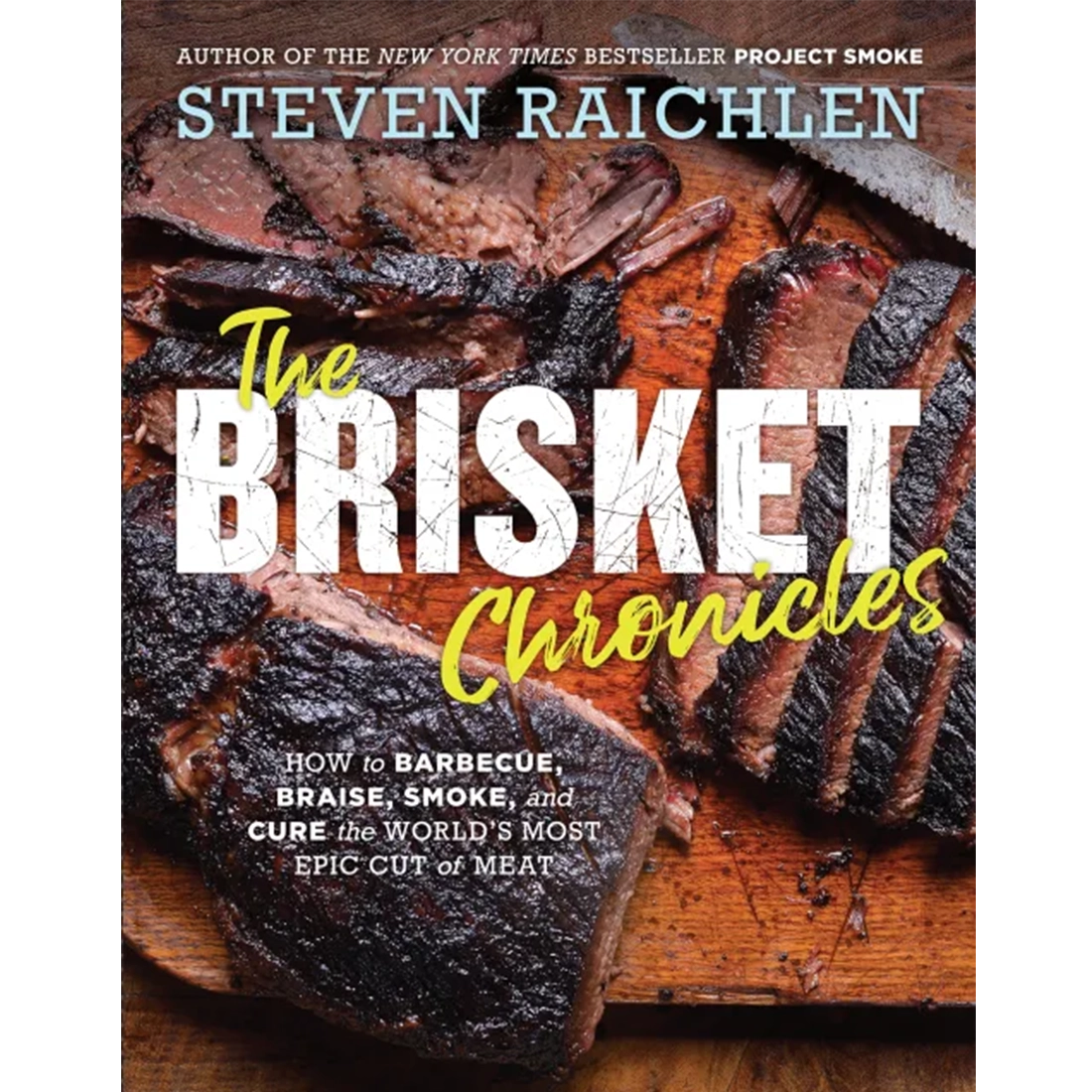The Brisket Chronicles Steven Raichlen cookbook lifestyle shot on surface