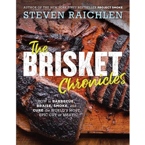 The Brisket Chronicles Steven Raichlen cookbook lifestyle shot on surface