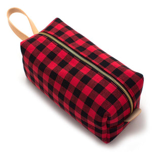 General Knot Buffalo Plaid Check Dopp kit, front angled View