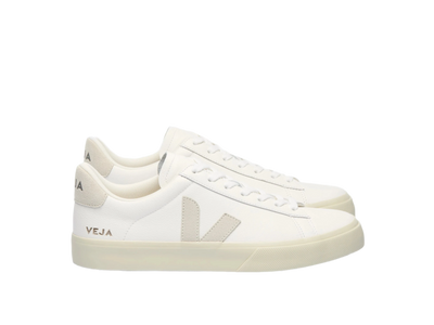 Veja Campo Leather Sneakers in White and Natural – Side View