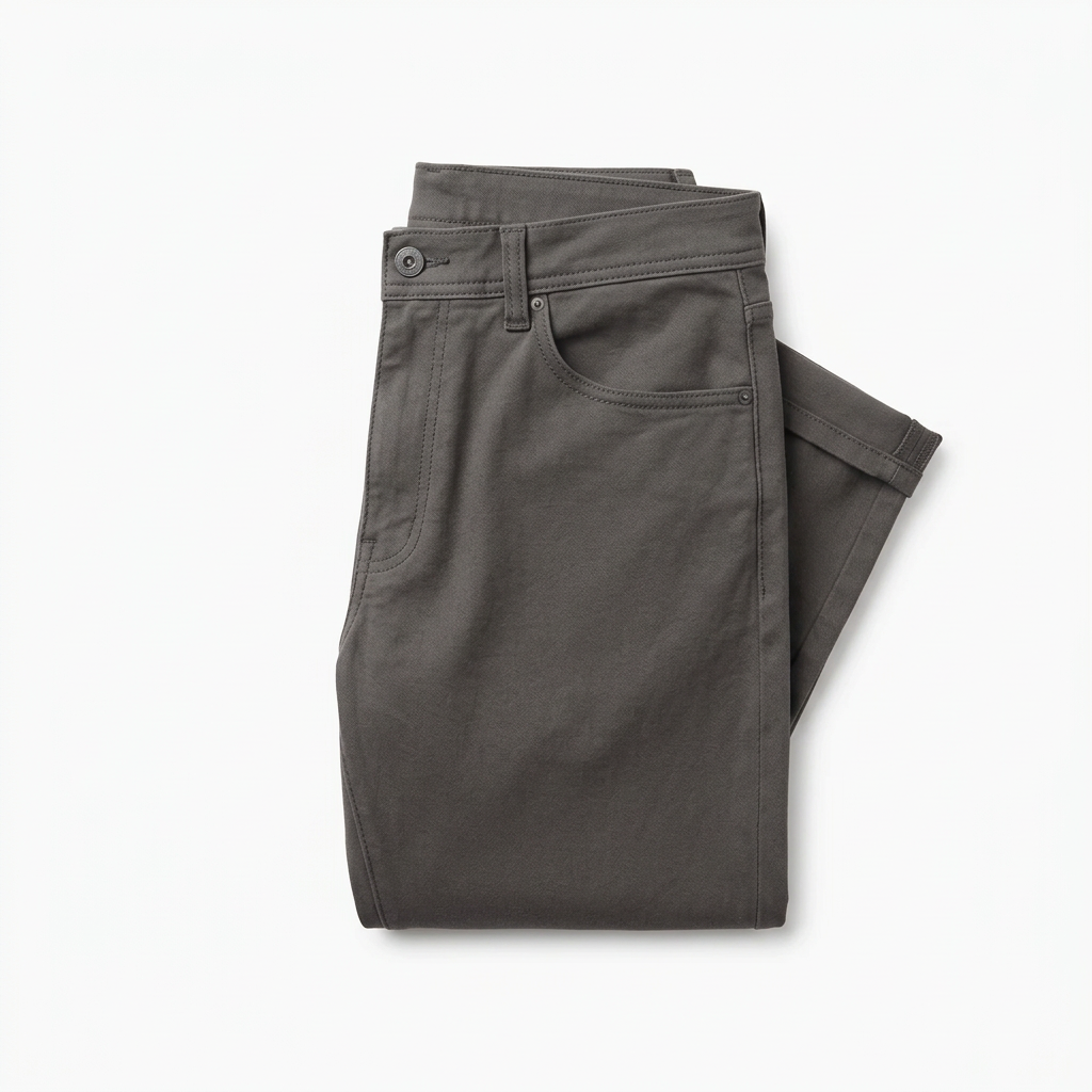 Comfort Terry Straight Pant in Steel, folded flat lay product photo at The Simple Man