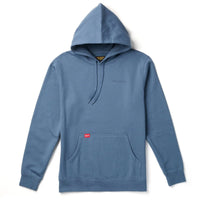 Full front view of Seager Company hoodie in petrol blue with drawstring hood and kangaroo pocket – men’s premium hoodie from The Simple Man