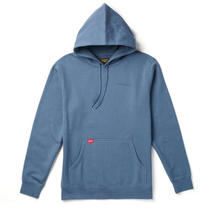 Full front view of Seager Company hoodie in petrol blue with drawstring hood and kangaroo pocket – men’s premium hoodie from The Simple Man
