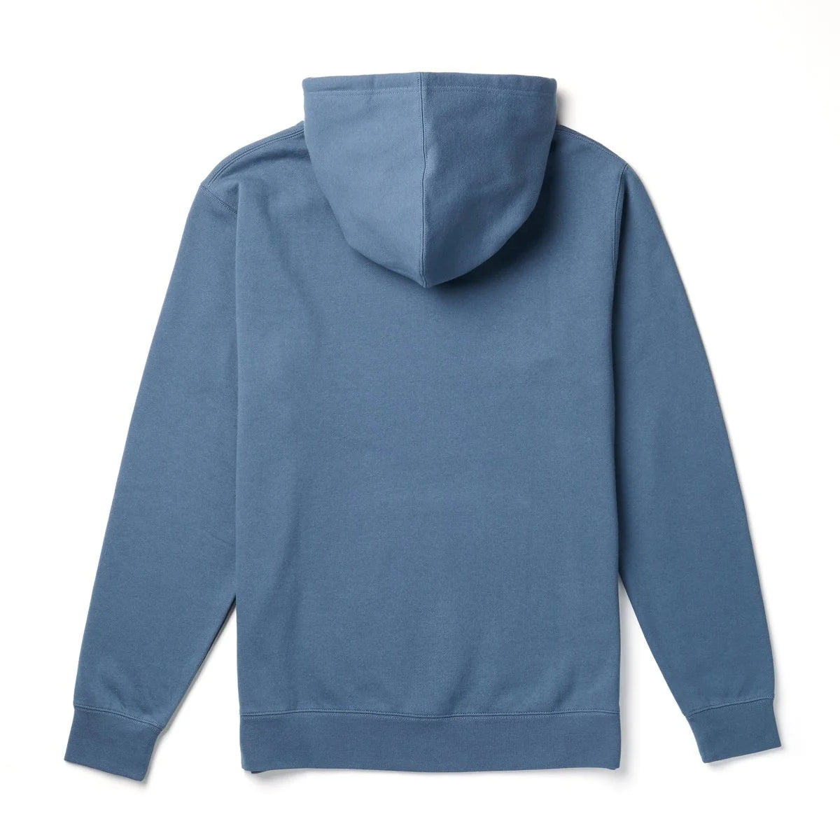 Back view of Seager petrol blue hoodie – mid-weight men's hoodie with classic fit and hood, available at The Simple Man.