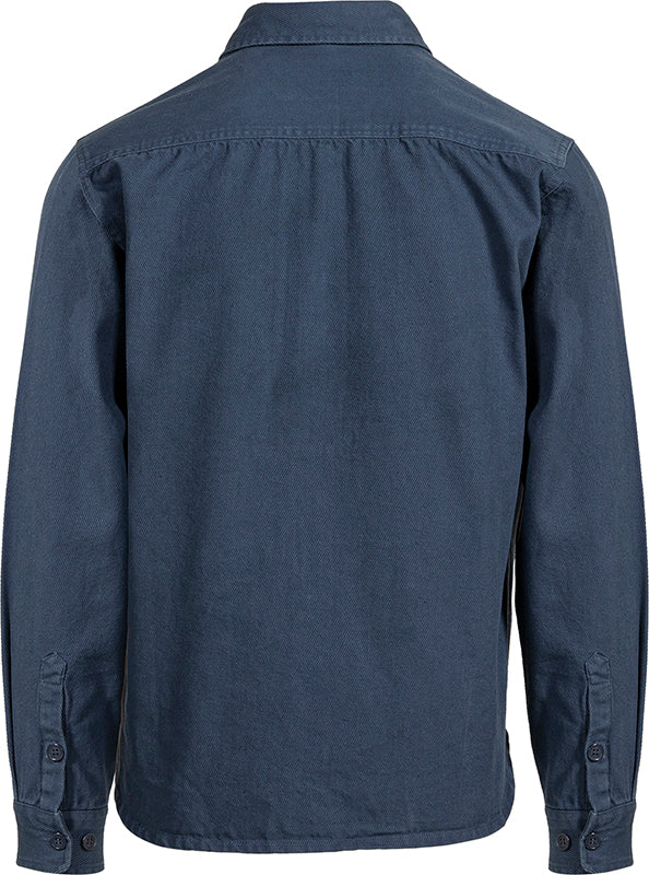 Schott NYC cotton work shirt jacket in blue, Rear view