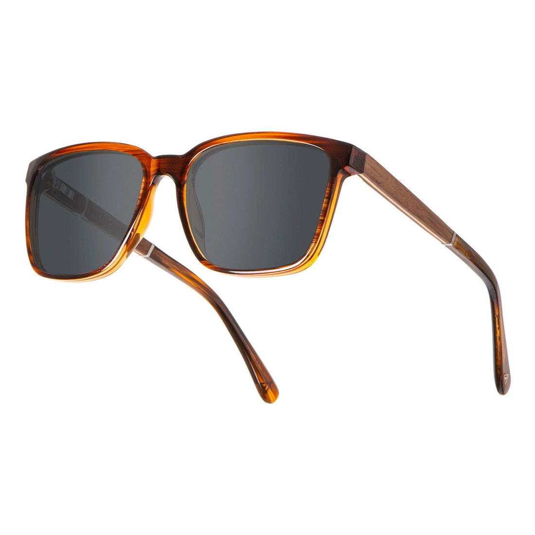 Crag Sunglasses with tortoise frame and grey polarized lenses, three-quarter view