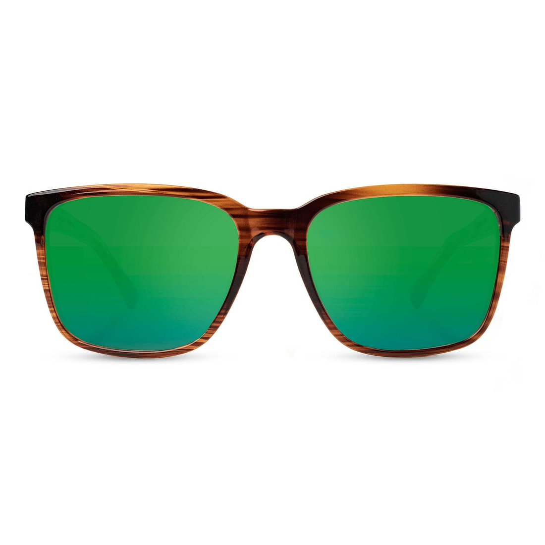 Crag Sunglasses with tortoise frame and HD Plus green flash polarized lenses, front view