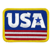 Draplin Design Co. DDC-105 USA embroidered souvenir patch — red white blue gold merrow border 3.5 inch embroidered patch