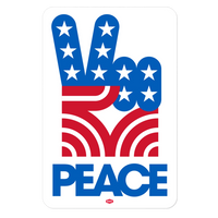 Draplin Design Co. DDC-221 Peace Fingers Stars and Bars vinyl decal — red white blue stars stripes peace hand screen printed weatherproof sticker