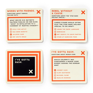Delightfully Useless Trivia cards close up showing misleading category names