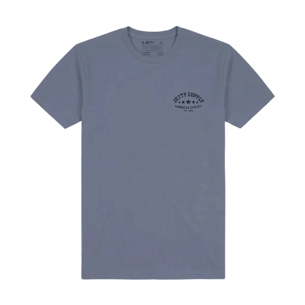 Division Tee Fog front – Jetty Supply American Dive Div chest logo – regular fit cotton graphic tee – The Simple Man