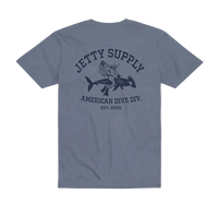 Division Tee Fog back – scuba diver riding shark American flag graphic – Jetty Supply printed in New Jersey – The Simple Man