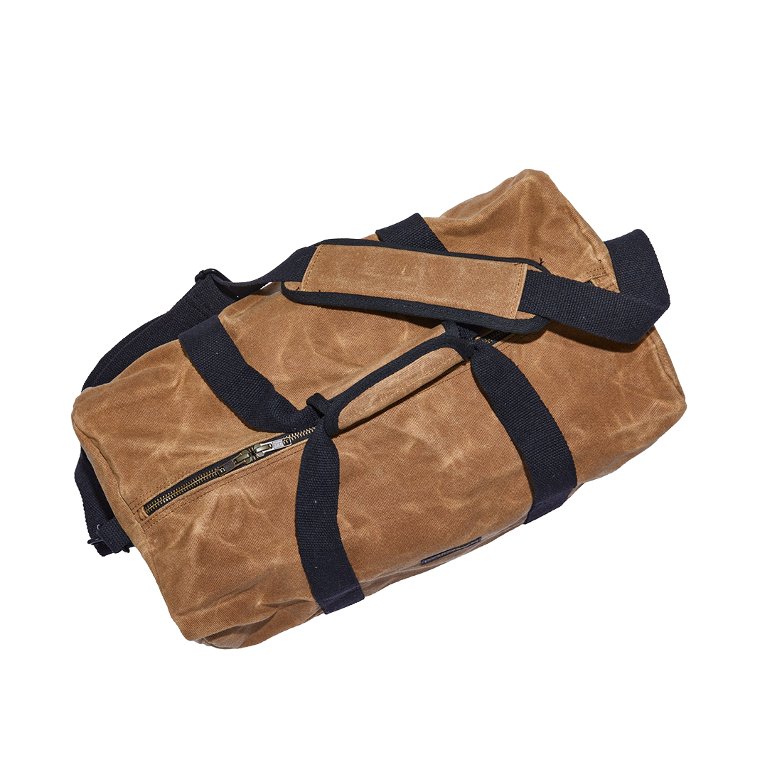 Readywares Waxed Canvas Duffel Bag, angled view showing carry straps