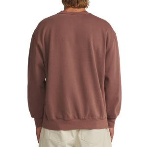 Katin Emb Crew Fleece in French Roast Vintage Wash, on-model back view