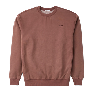 Katin Emb Crew Fleece in French Roast Vintage Wash, flat lay product shot