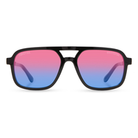 Glacier Sunglasses Grateful Dead Stealie Edition with black frame and sunset polarized lenses, front view