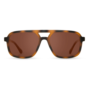 Glacier Sunglasses with matte tortoise frame and brown polarized lenses, front view