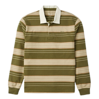 Katin Greg Long Sleeve Rugby Polo in Olive, flat lay product shot