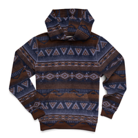 Tajima hoodie in Canyon Codes Winter Sky reverse printed fleece, flat lay - The Simple Man