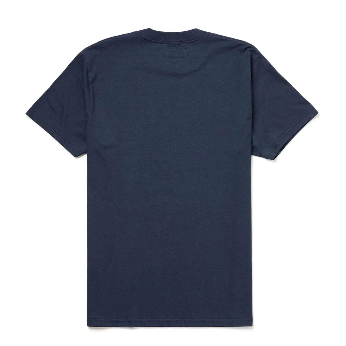 Back view of Seager Heritage Tee in navy blue - 100% cotton men's t-shirt