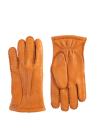 estra Matthew deerskin gloves cork brown front and back view on white background