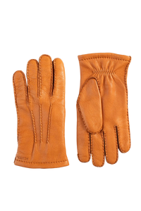 estra Matthew deerskin gloves cork brown front and back view on white background