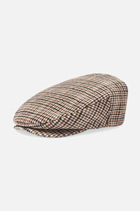 Brixton Hooligan Snap Cap in brown houndstooth pattern wool blend, front angle