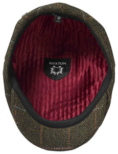 Interior view of Brixton Hooligan Snap Cap featuring burgundy quilted lining and black trim