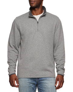 Model Wearing Bradner 1/4 zip quilted pullover in Grey, Front View