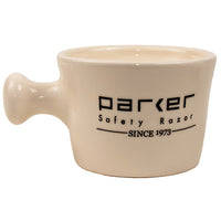 Parker Ivory Apothecary Shave Mug in cream stoneware with apothecary handle, available at The Simple Man Omaha