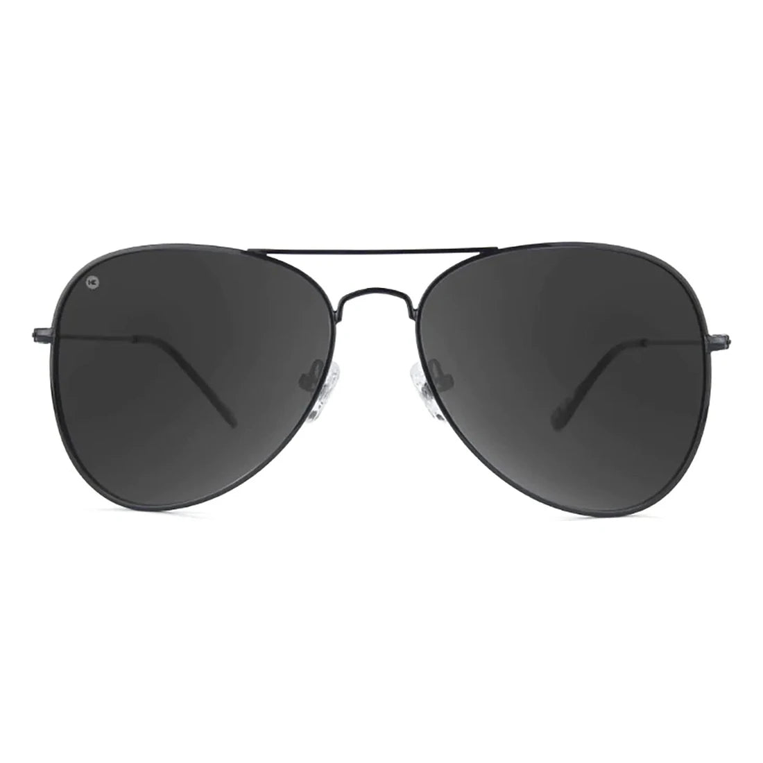 Mile Highs aviator sunglasses in black with smoke lenses, front view, The Simple Man