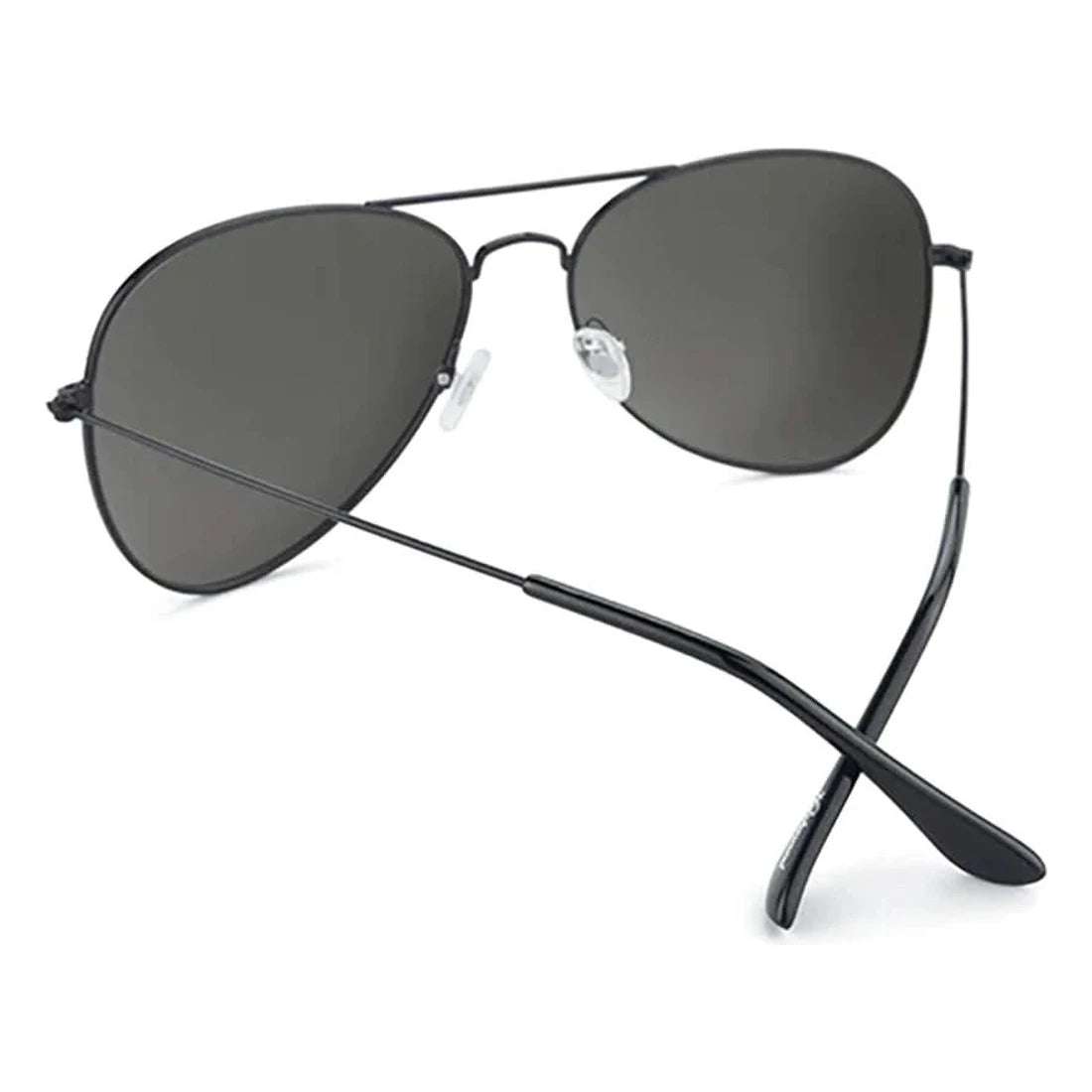 Mile Highs aviator sunglasses in black with smoke lenses, back view, The Simple Man