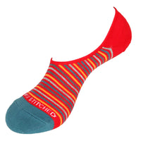 Mini Stripe Red Multi colored No Show sock