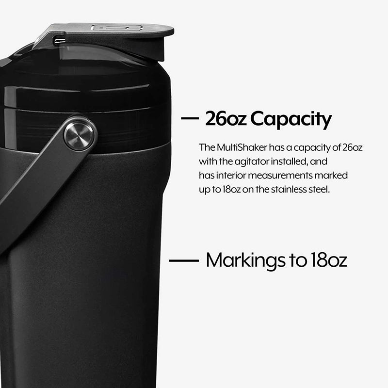 Brümate Multishaker in Matte Black color - Info graphic showing details