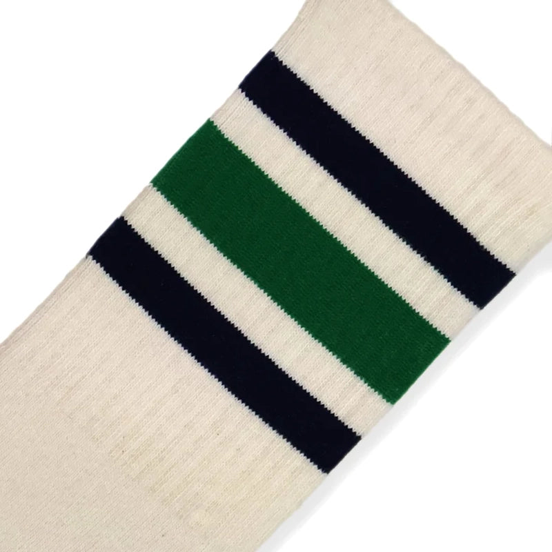 Socco Naturals Socks with Kelly Green and Navy Stripes up close view