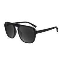 Knockaround Pacific Palisades sunglasses Black on Black Smoke — matte black aviator frame polarized smoke lenses men's retro sunglasses white background