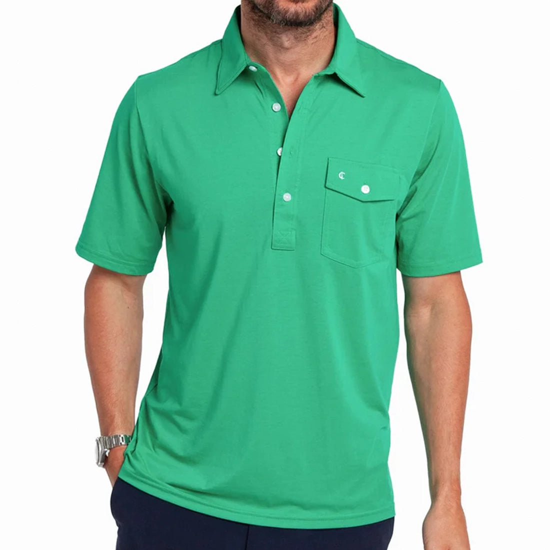 Criquet Performance Players Shirt golf green back view