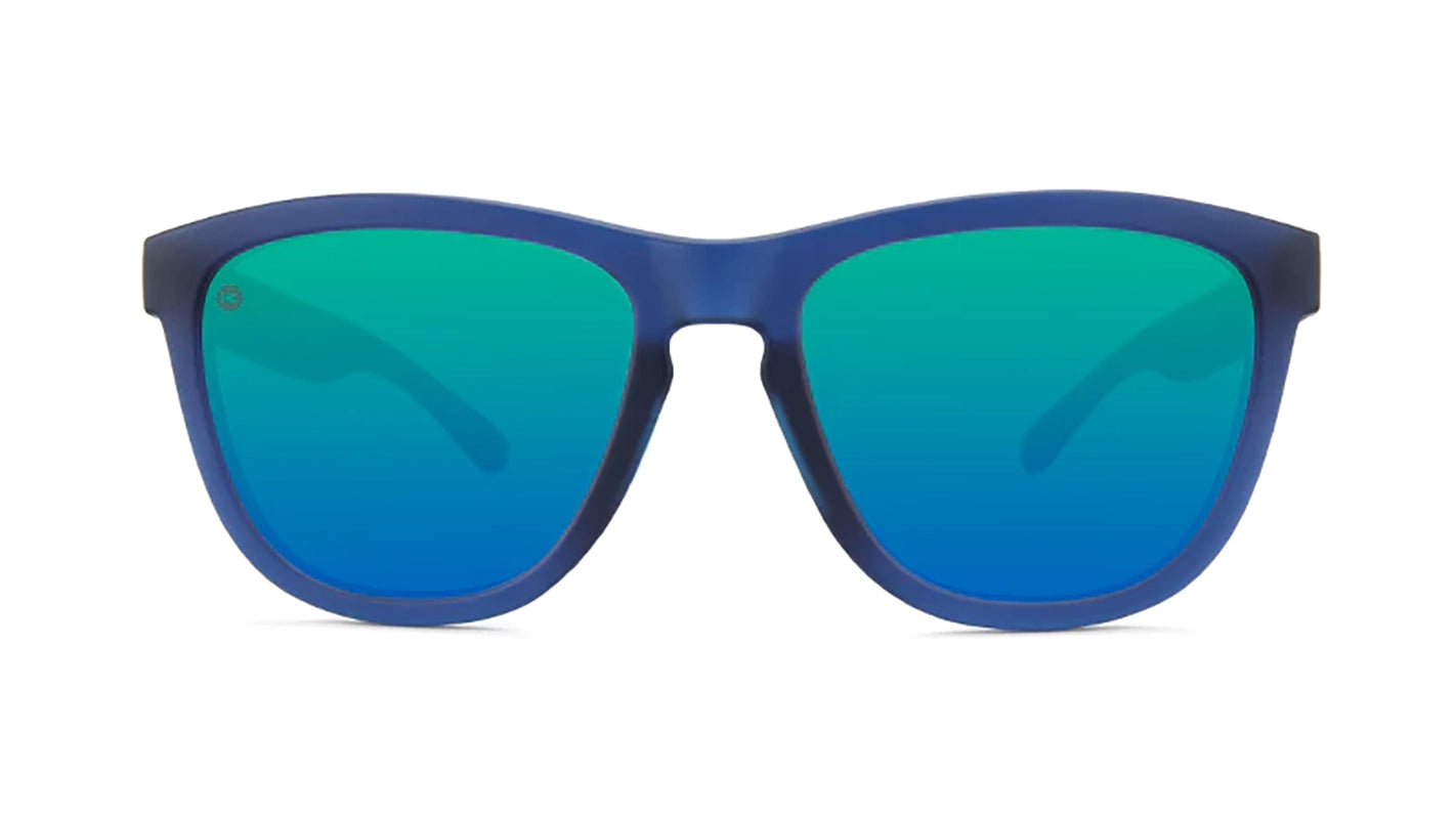Knockaround Premiums Sport Sunglasses in rubberized navy color with Mint Lenses front view