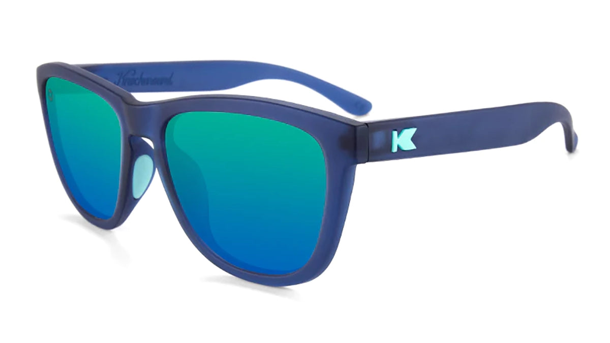 Knockaround Premiums Sport Sunglasses in rubberized navy color with Mint Lenses
