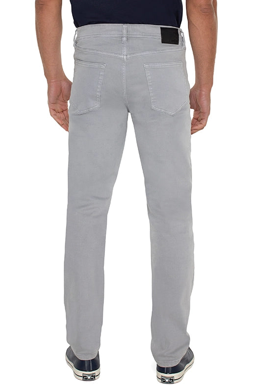 Model wearing Liverpool Regent Relaxed straight fit Denim in the silver mist ( Light Grey) colorway, rear view